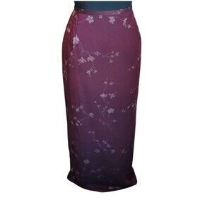 Vintage 90s Urban Works Chiffon Floral Maxi Skirt XL Burgundy Whimsigoth *Read